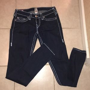 True Religion with baby blue stitch